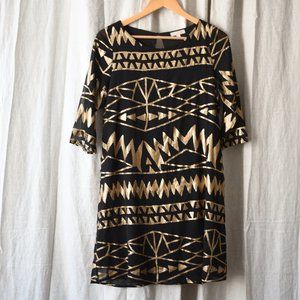Black & Gold Party Dress Sz M